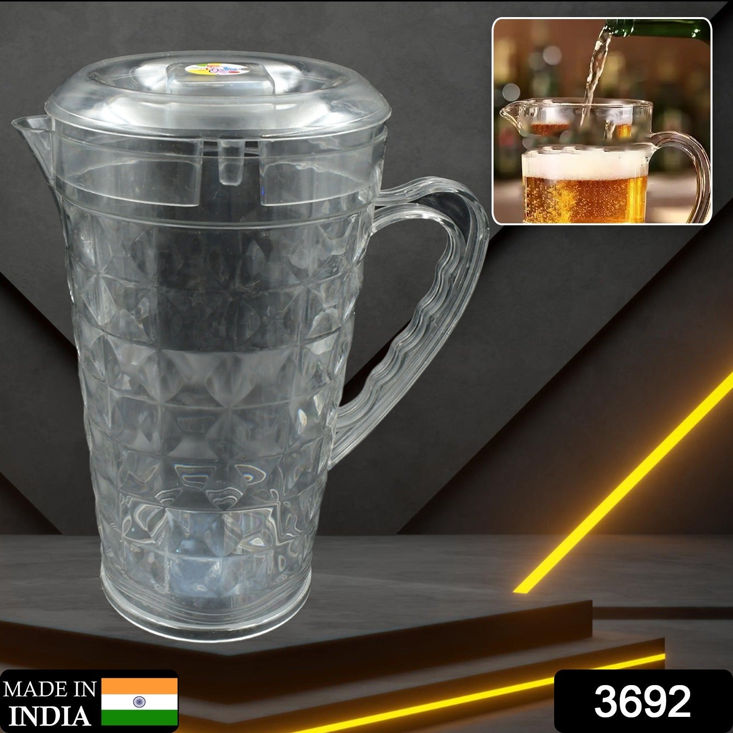 Mocktail Pet Jug Plastic Jug With lid, Drinking Beverage Jag, Transparent Tableware Reusable BPA Free, Plastic Water jug for Home use, Perfect for Home, Restaurants - infinityexculsivestore.com