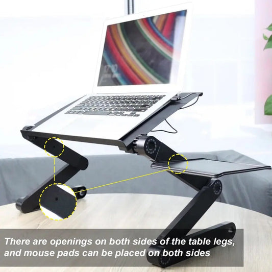 Modern Style Portable Adjustable Foldable Laptop Holder Notebook Desks Lap PC Folding Desk Table Vented Stand 2 Built in Cooling Fans - infinityexculsivestore.com