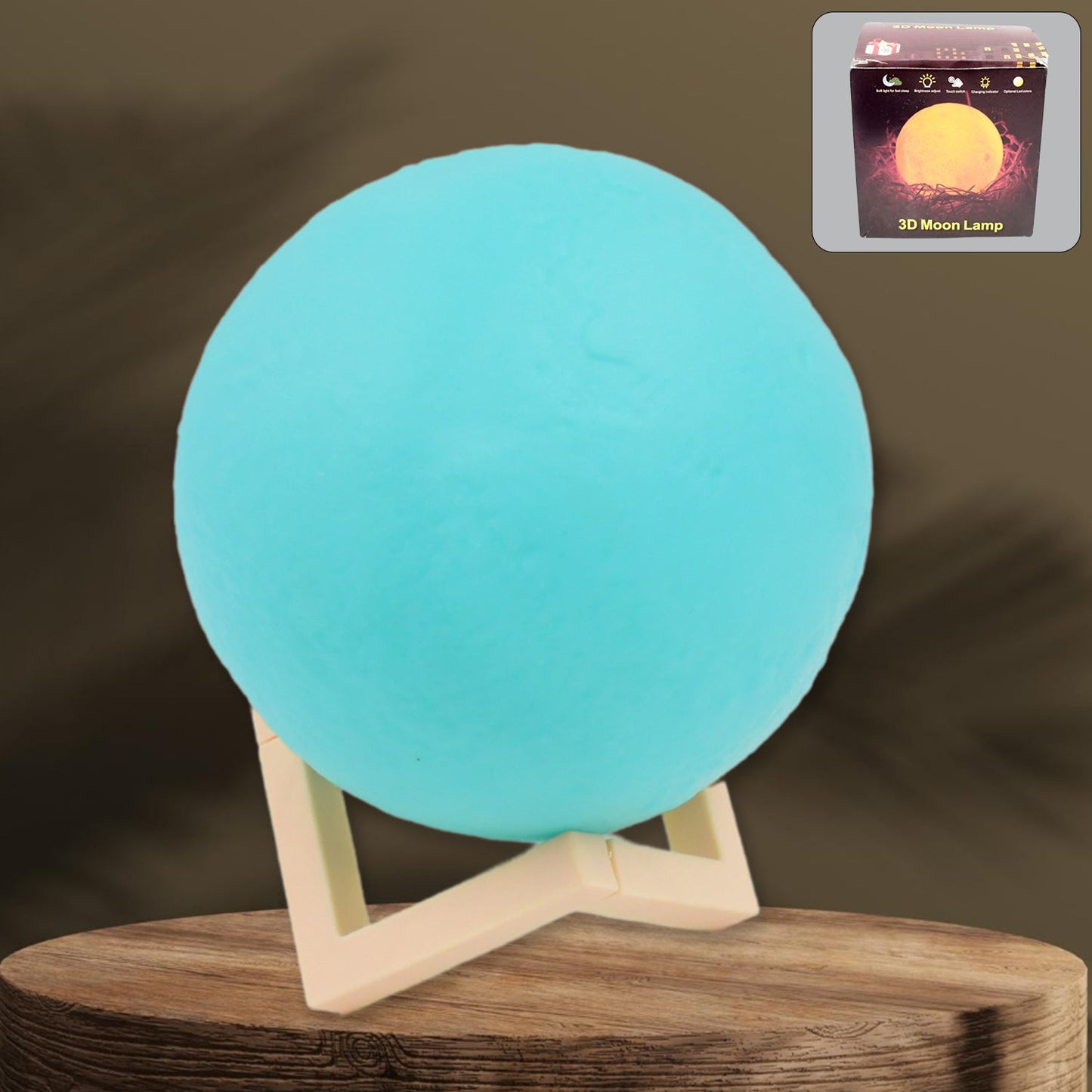Moon Night Lamp Blue Color with Plastic Stand (15 x12 Cm / 1 Pc) - infinityexculsivestore.com