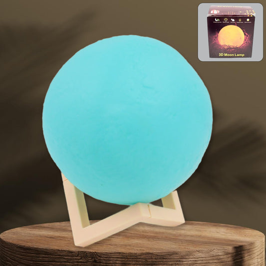 Moon Night Lamp Blue Color with Plastic Stand (15 x12 Cm / 1 Pc) - infinityexculsivestore.com