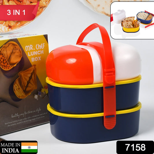 Mr. Chef Smart Lunch Box Capsule shape strap - on lunch box with water bottle and handle - infinityexculsivestore.com