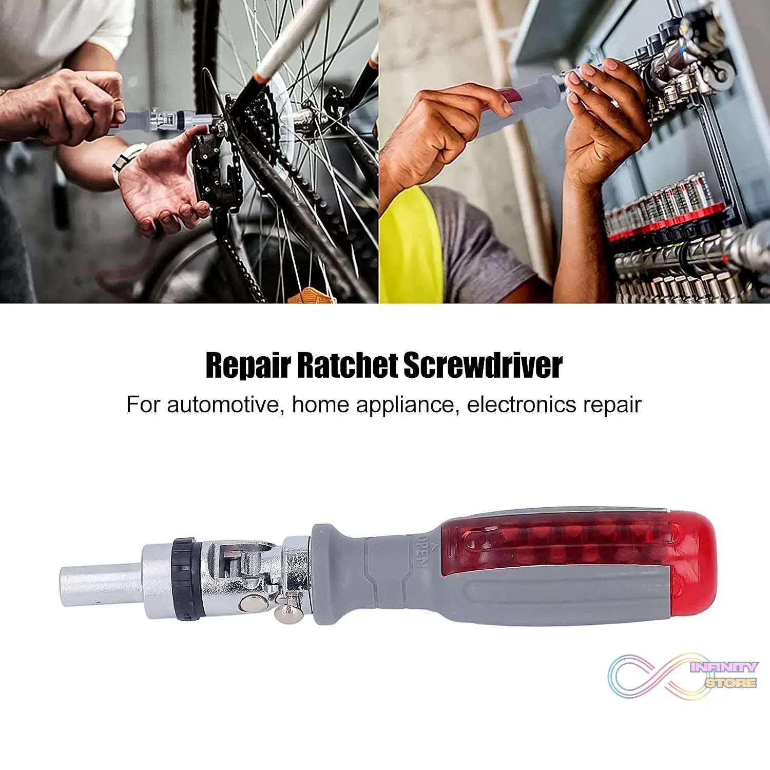 Multi Bits Ratchet Screwdriver Set, Adjustable Angle Two - Way Ratcheting Screwdriver (1 Set) - infinityexculsivestore.com