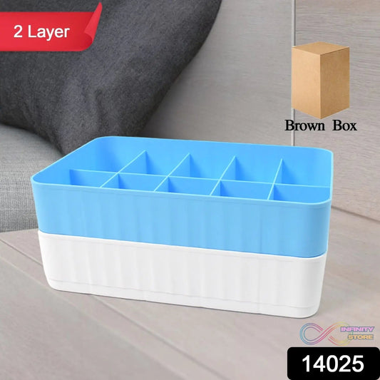 Multi - Function Desktop Drawer Storage Box 10 Grid Underwear Socks Box (2 Pc Set) - infinityexculsivestore.com