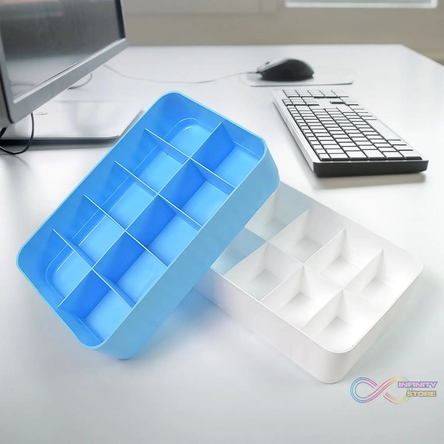 Multi - Function Desktop Drawer Storage Box 10 Grid Underwear Socks Box (2 Pc Set) - infinityexculsivestore.com