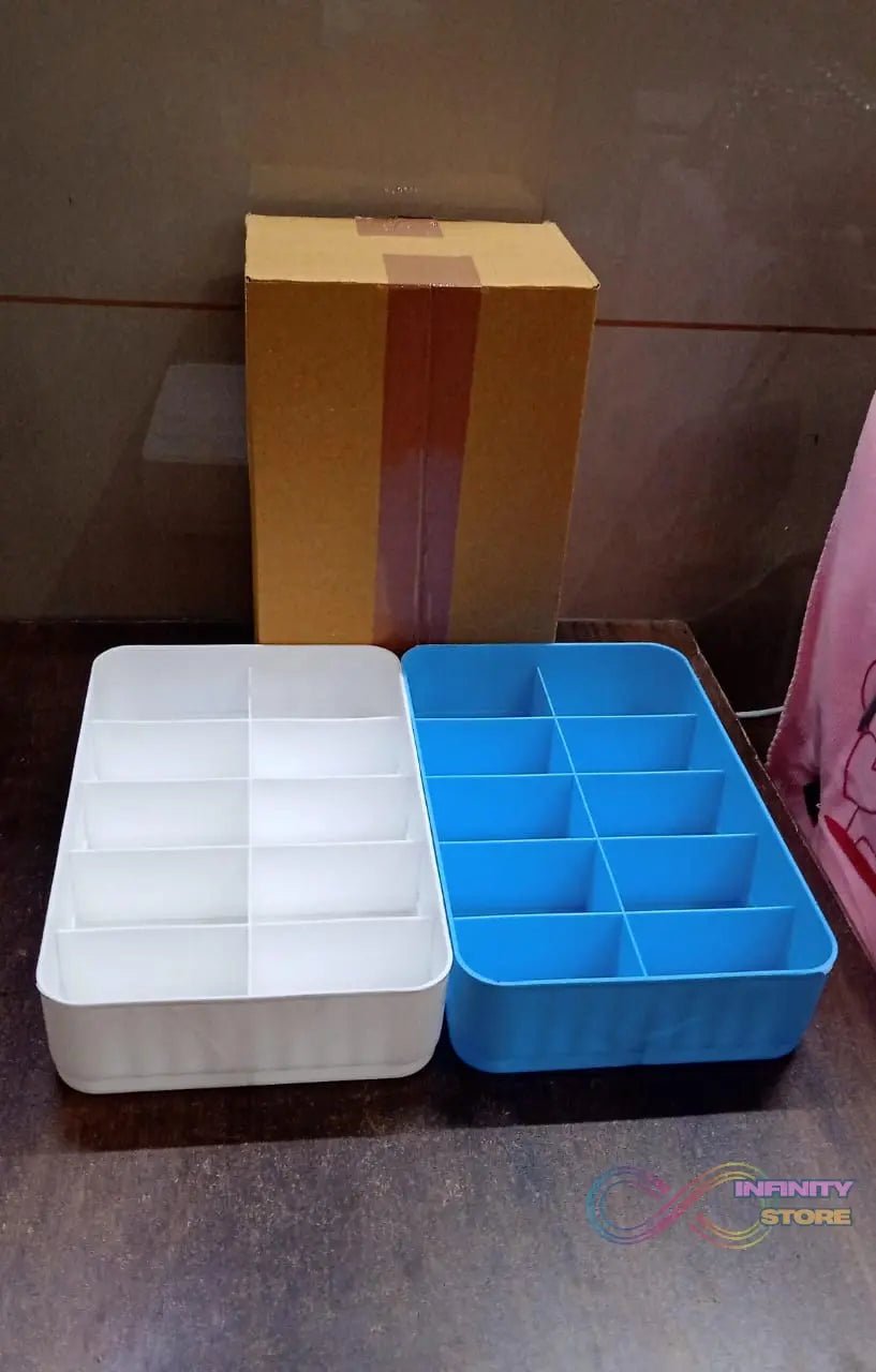 Multi - Function Desktop Drawer Storage Box 10 Grid Underwear Socks Box (2 Pc Set) - infinityexculsivestore.com