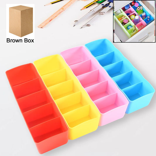 Multi - Function Desktop Drawer Storage Box Clothing Organizer 5 Grid Storage Box Underwear Socks ,Ties Organizer Box (4 Pc Set) - infinityexculsivestore.com