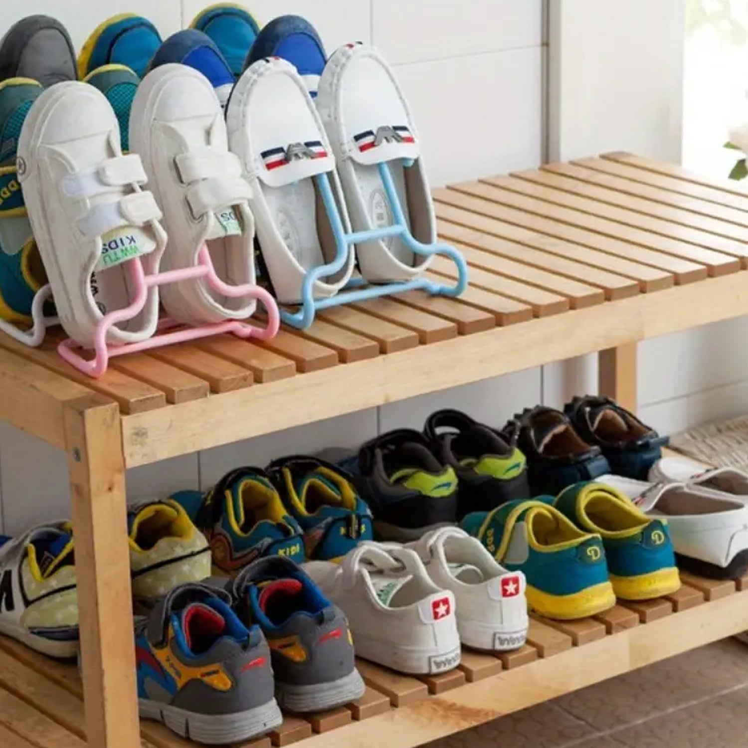 Multi - Function Shelf Drying Rack Shoe Rack Stand Hanger Shoes Hanging Storage Wardrobe Organizer Rack, Shoe Organizer Stand Closet Shoe Organizer Shoe Holder (2 Pc Set) - infinityexculsivestore.com