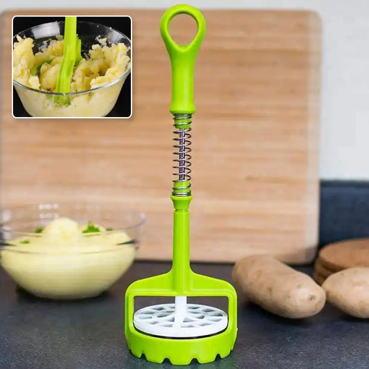 Multi Functional One - Handed Plastic Manual Mashed Potatoes Masher, Mash Sweet Potato Masher with Comfort Grip and Stainless - Steel Spring Design for Nonstick Pans (1 Pc) - infinityexculsivestore.com