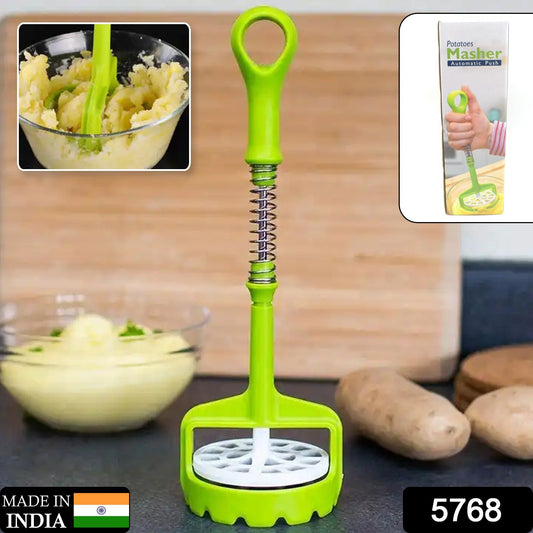 Multi Functional One - Handed Plastic Manual Mashed Potatoes Masher, Mash Sweet Potato Masher with Comfort Grip and Stainless - Steel Spring Design for Nonstick Pans (1 Pc) - infinityexculsivestore.com