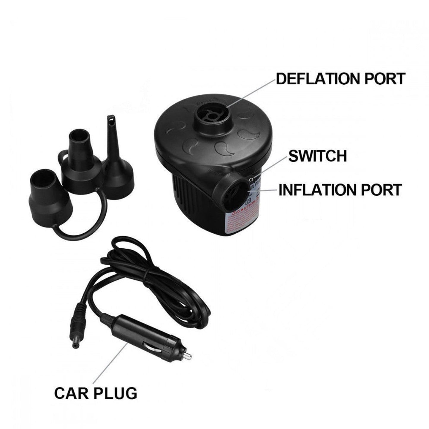 Multi - Purpose Electric Air Pump Without Valve Adaptors for Quickly Inflates/Deflates Sofa, Bed, Swimming Pool Tubes, Toys, Air Bags - infinityexculsivestore.com