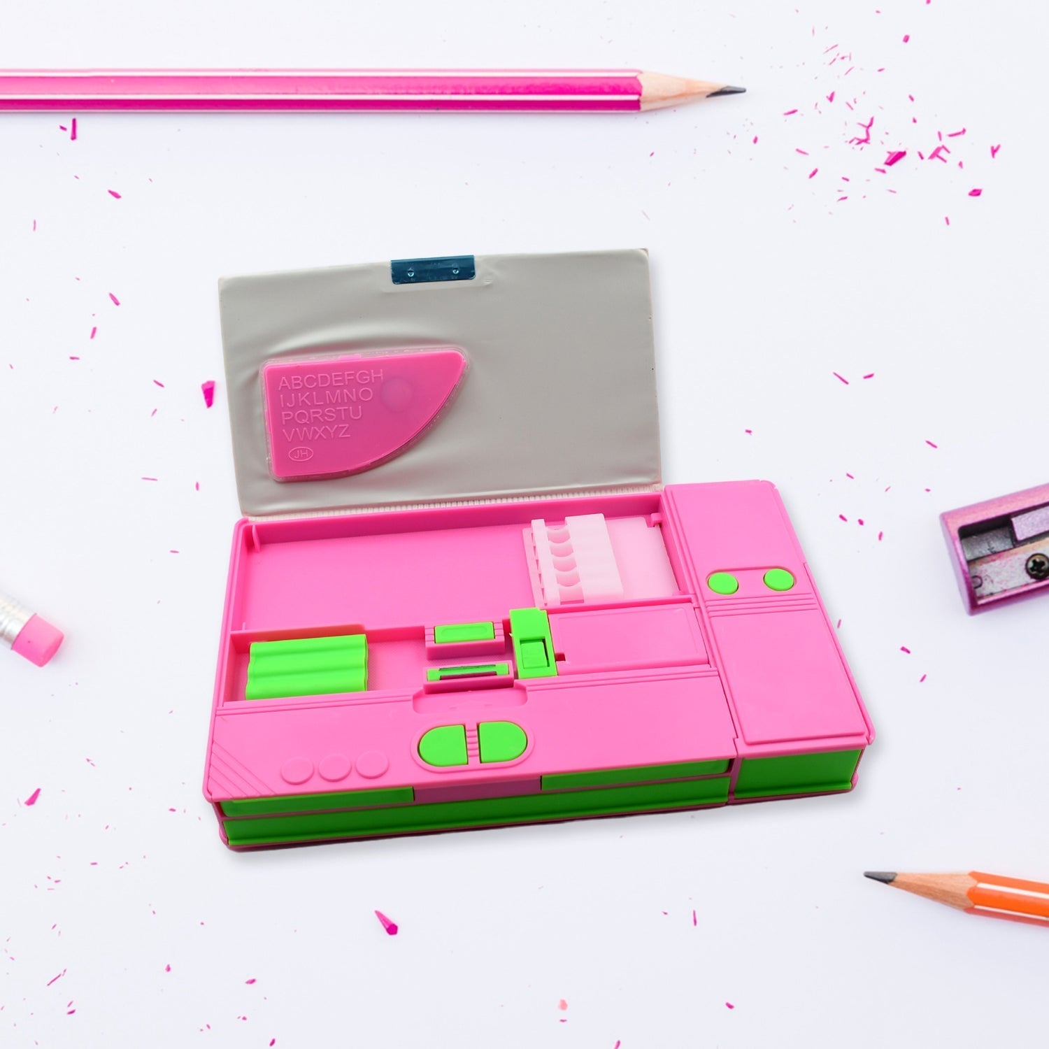 Multi Purpose Gadget Jumbo Pencil Box Compass With Calculator Jumbo 2 Side Slot Geometry Box Compass Use School , Traveling & Studio - infinityexculsivestore.com
