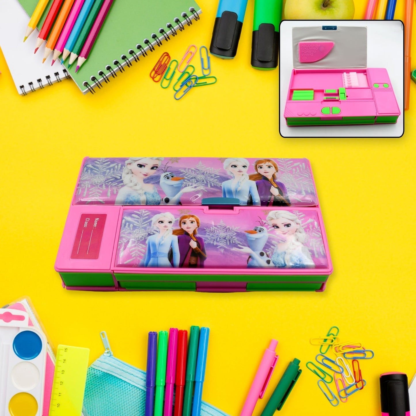 Multi Purpose Gadget Jumbo Pencil Box Compass With Calculator Jumbo 2 Side Slot Geometry Box Compass Use School , Traveling & Studio - infinityexculsivestore.com