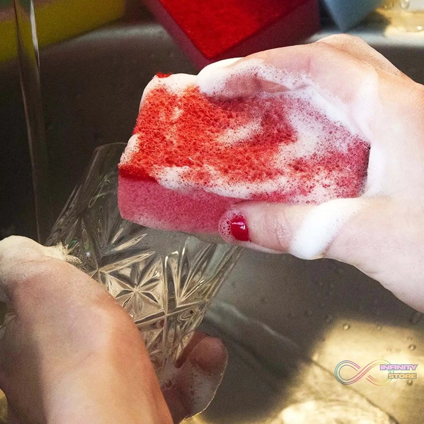 Multi - Purpose Multi Color Scratch Scrub Sponges (10 Pcs Set) - infinityexculsivestore.com