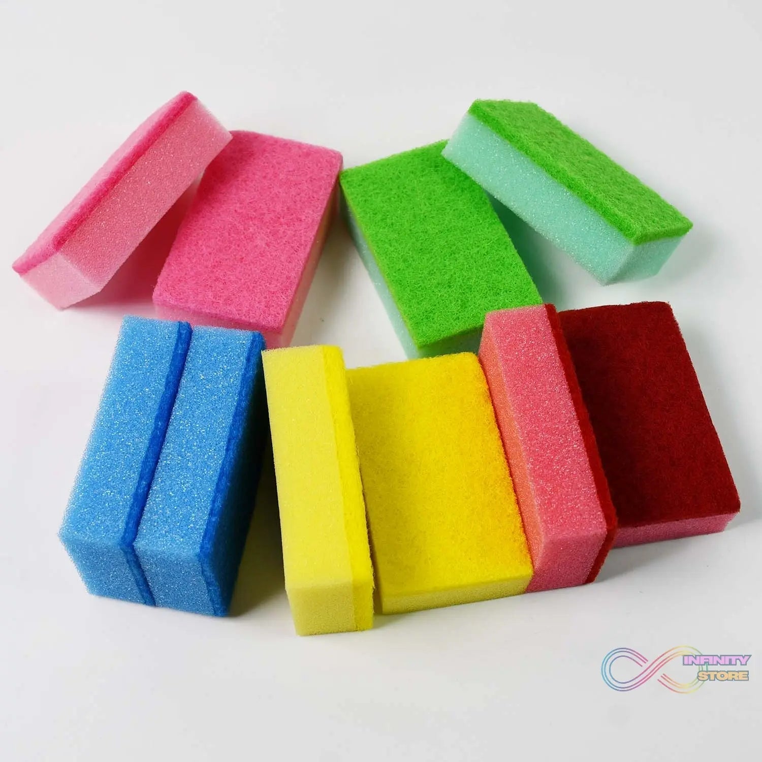 Multi - Purpose Multi Color Scratch Scrub Sponges (10 Pcs Set) - infinityexculsivestore.com