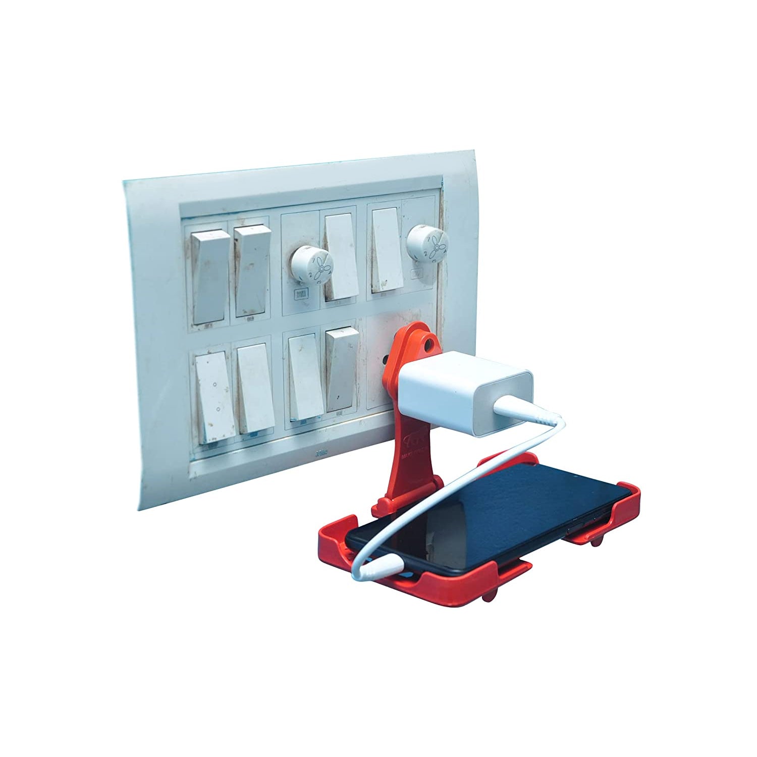 Multi - Purpose Wall Holder Stand for Mobile Charging (Red) - infinityexculsivestore.com