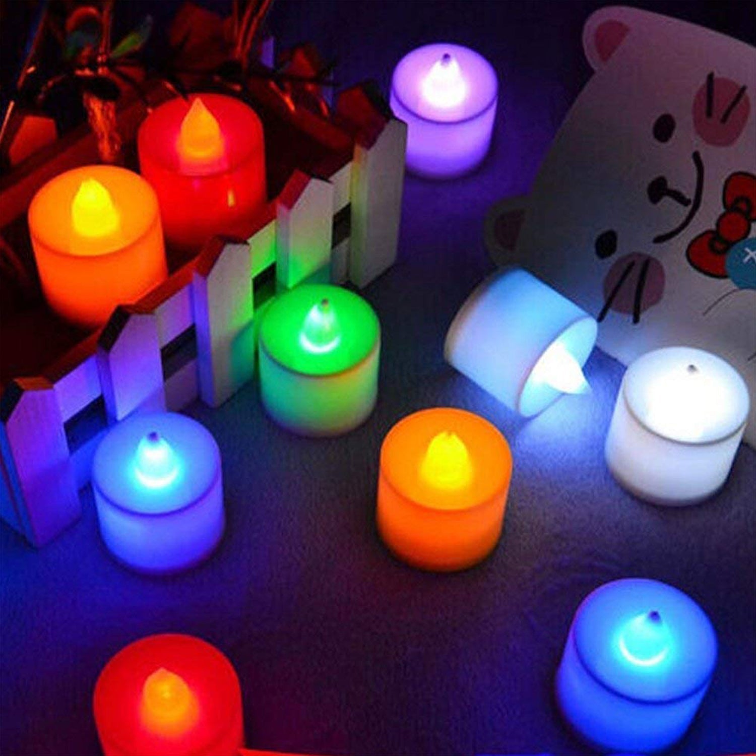 Multicolor LED Tealights Candles (24 Pack): Festive Decorations - infinityexculsivestore.com
