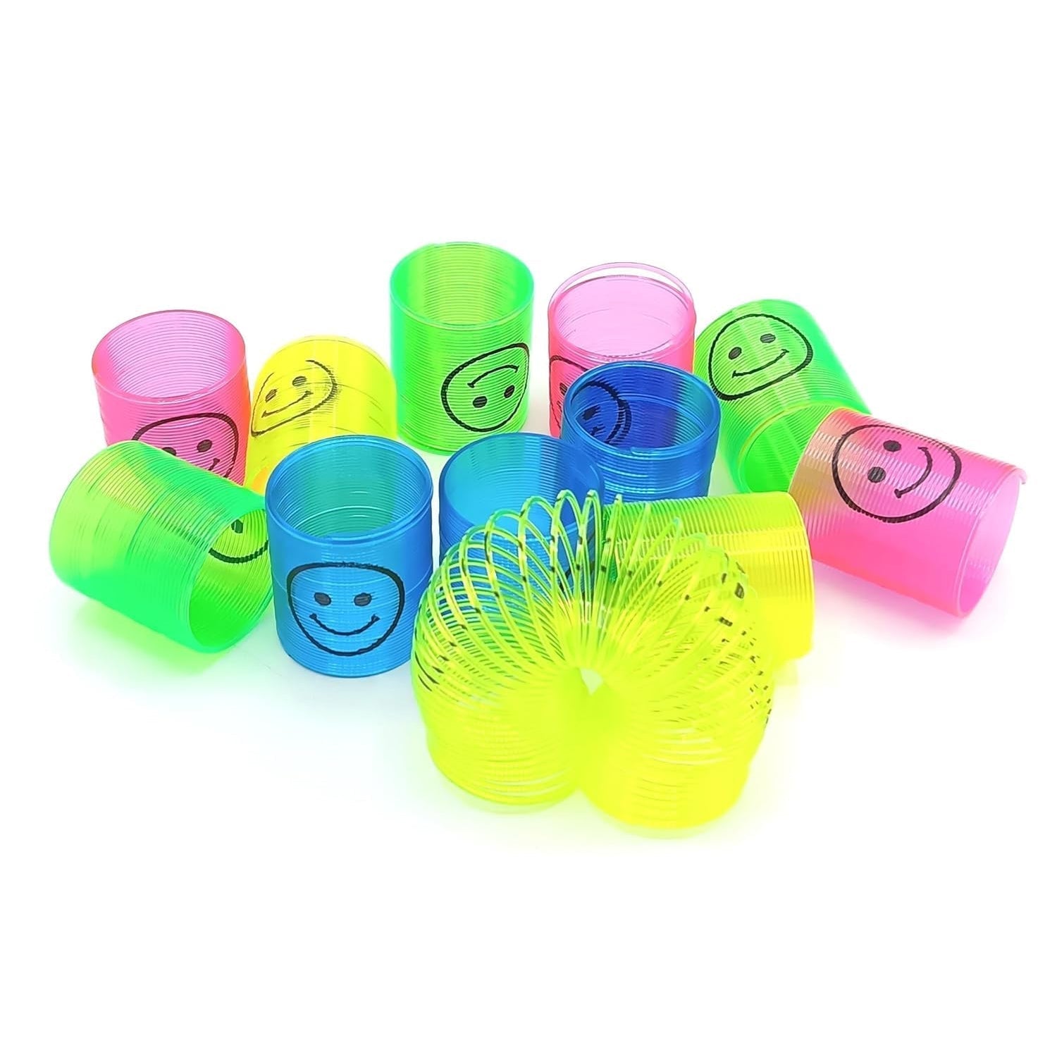 Multicolor Magic Smiley Spring, Spring Toys, Slinky, Slinky Spring Toy, Toy for Kids for Birthdays, Compact and Portable Easy to Carry (12 Pcs Set) - infinityexculsivestore.com
