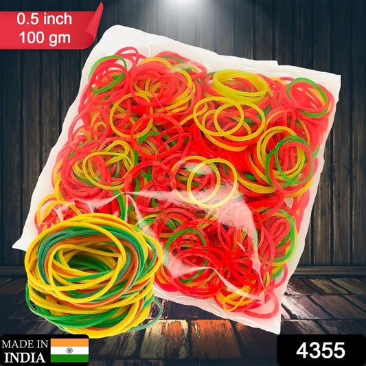 Multicolor Rubber Bands (Elastic & Reusable, Office & Home / 0.5 Inch 100GM) - infinityexculsivestore.com