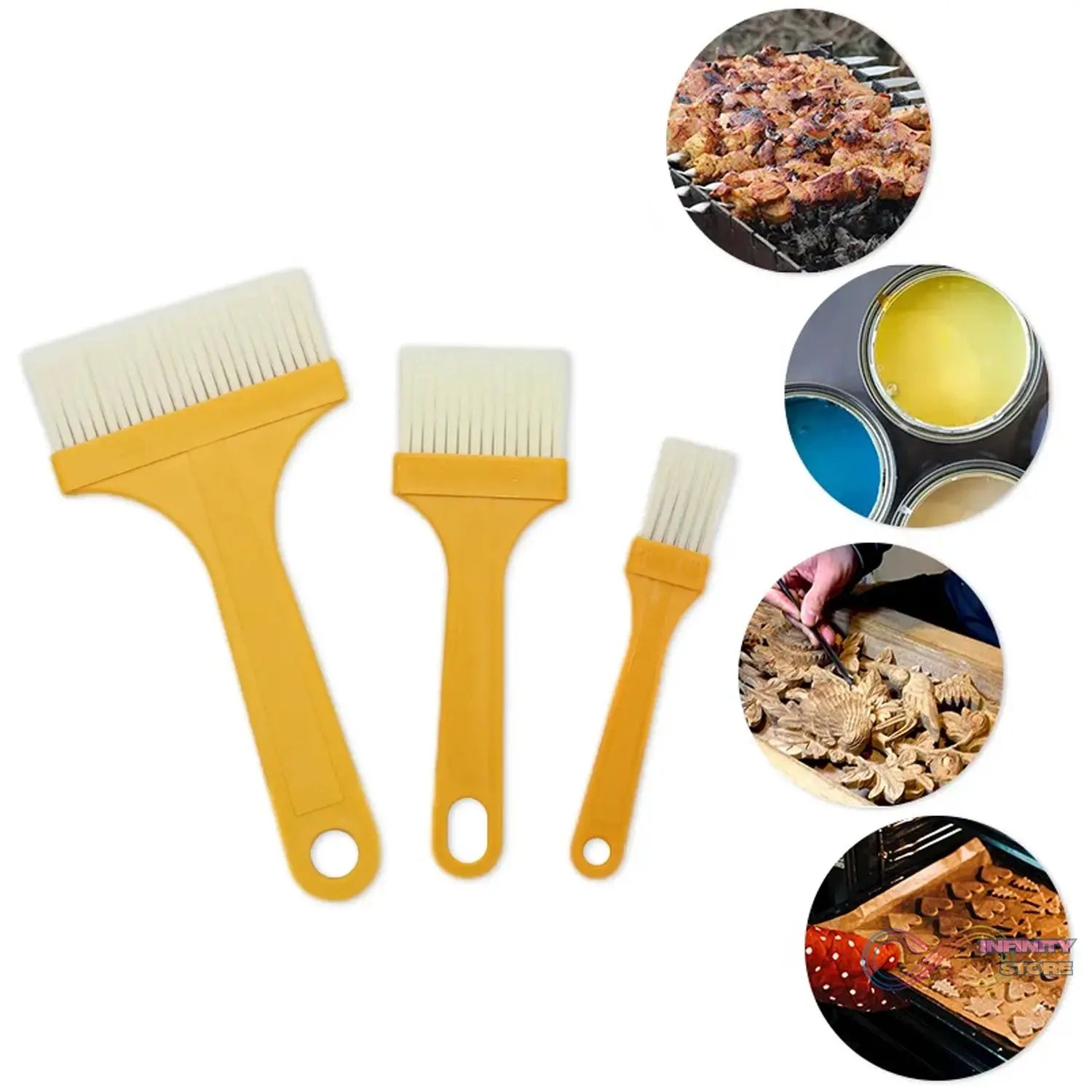 Multifunction Basting Brush, Barbecue Brush, for Cooking Pastry Brush Baking (3 Pcs Set) - infinityexculsivestore.com