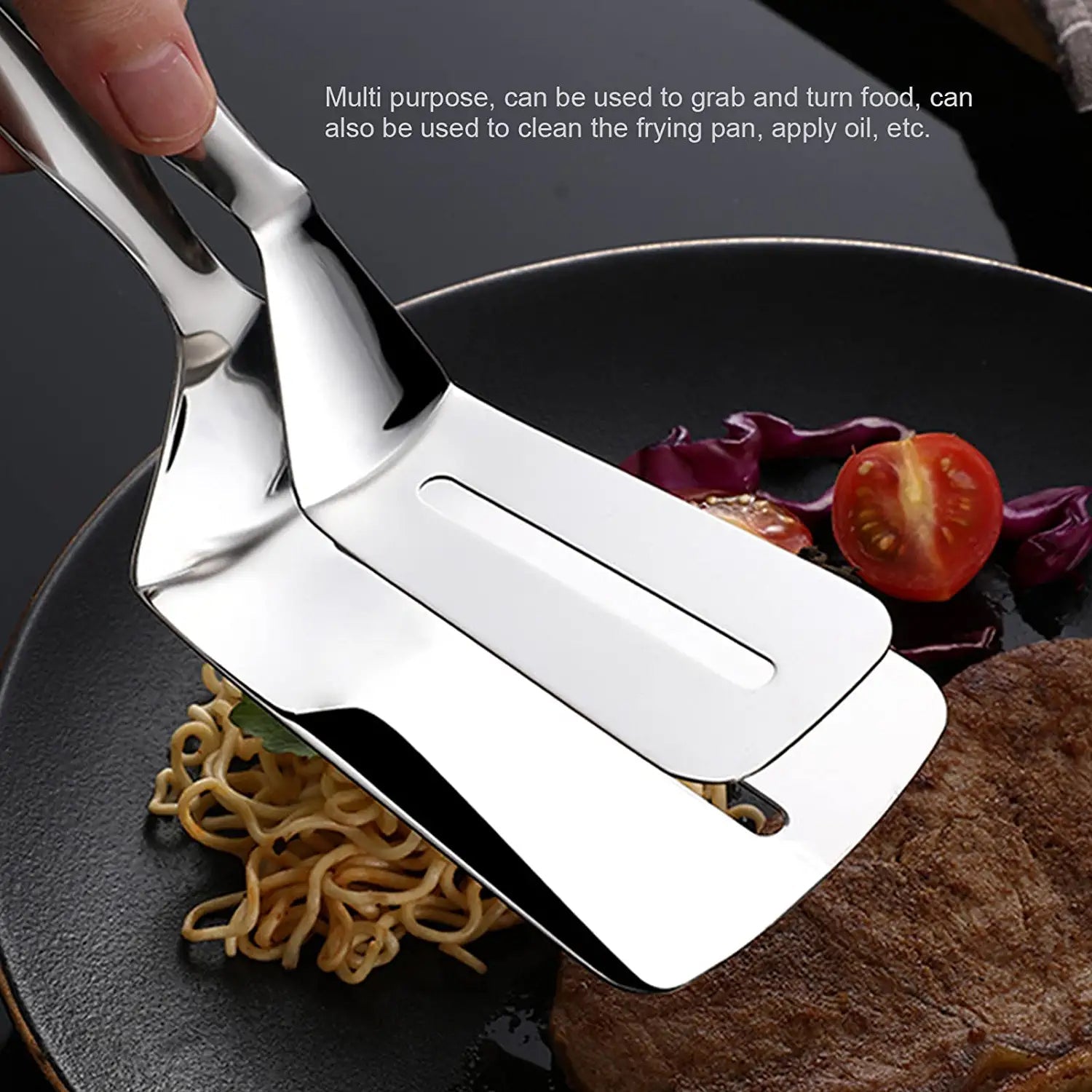 Multifunction Cooking Serving Turner Frying Food Tong. Stainless Steel Steak Clip Clamp BBQ Kitchen Tong. - infinityexculsivestore.com