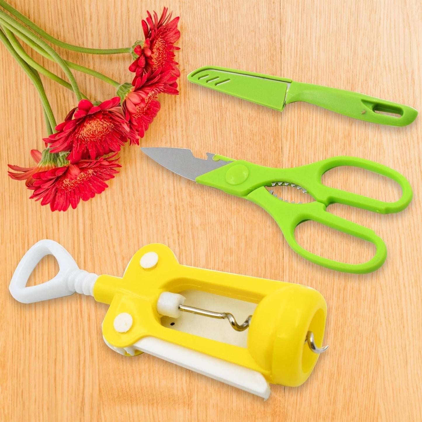 Multifunction Kitchen Tools Stainless Steel and Plastic Kitchen Knife and Scissor Ideal Accessory Set for Kitchen - infinityexculsivestore.com