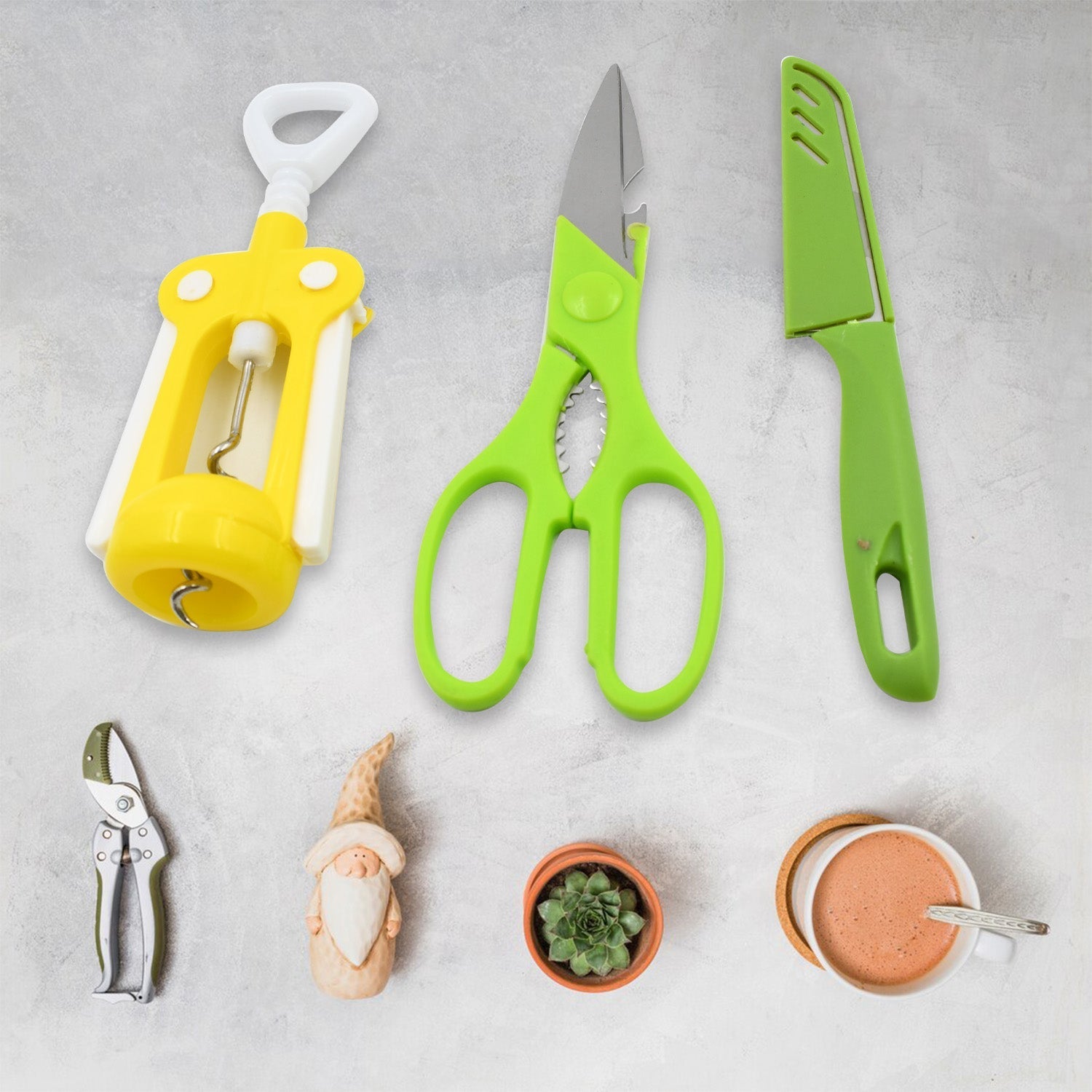 Multifunction Kitchen Tools Stainless Steel and Plastic Kitchen Knife and Scissor Ideal Accessory Set for Kitchen - infinityexculsivestore.com