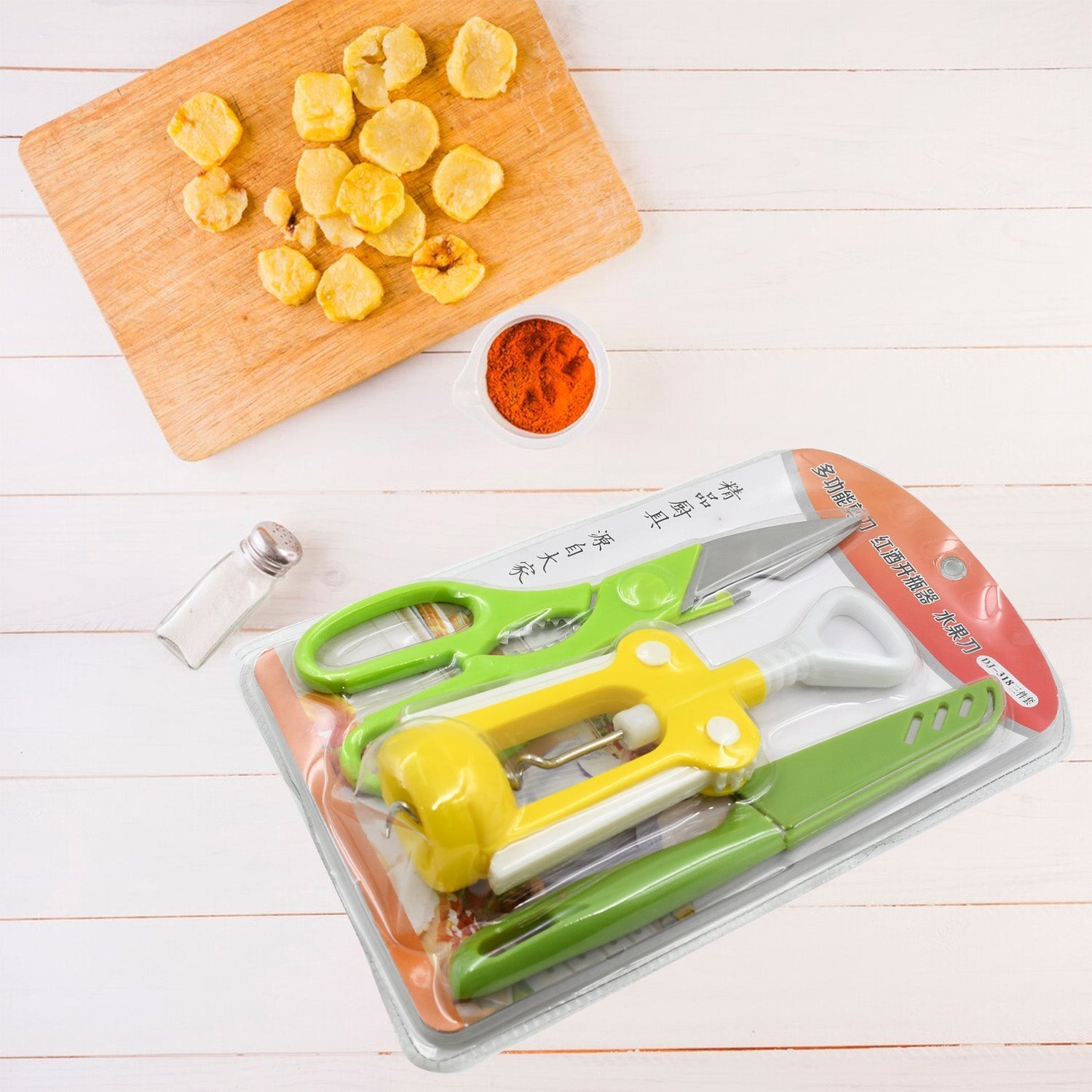 Multifunction Kitchen Tools Stainless Steel and Plastic Kitchen Knife and Scissor Ideal Accessory Set for Kitchen - infinityexculsivestore.com