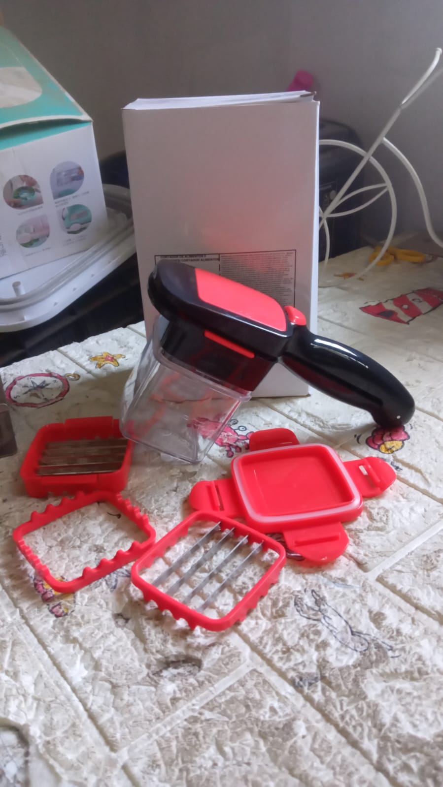 Multifunction Vegetable Cutter Manual Vegetable Quick Dicer Fruit Chopper Slicer with 3 Interchangeable Stainless Steel Blade Inserts, Non - Skid Base Slicer and Chopper - infinityexculsivestore.com