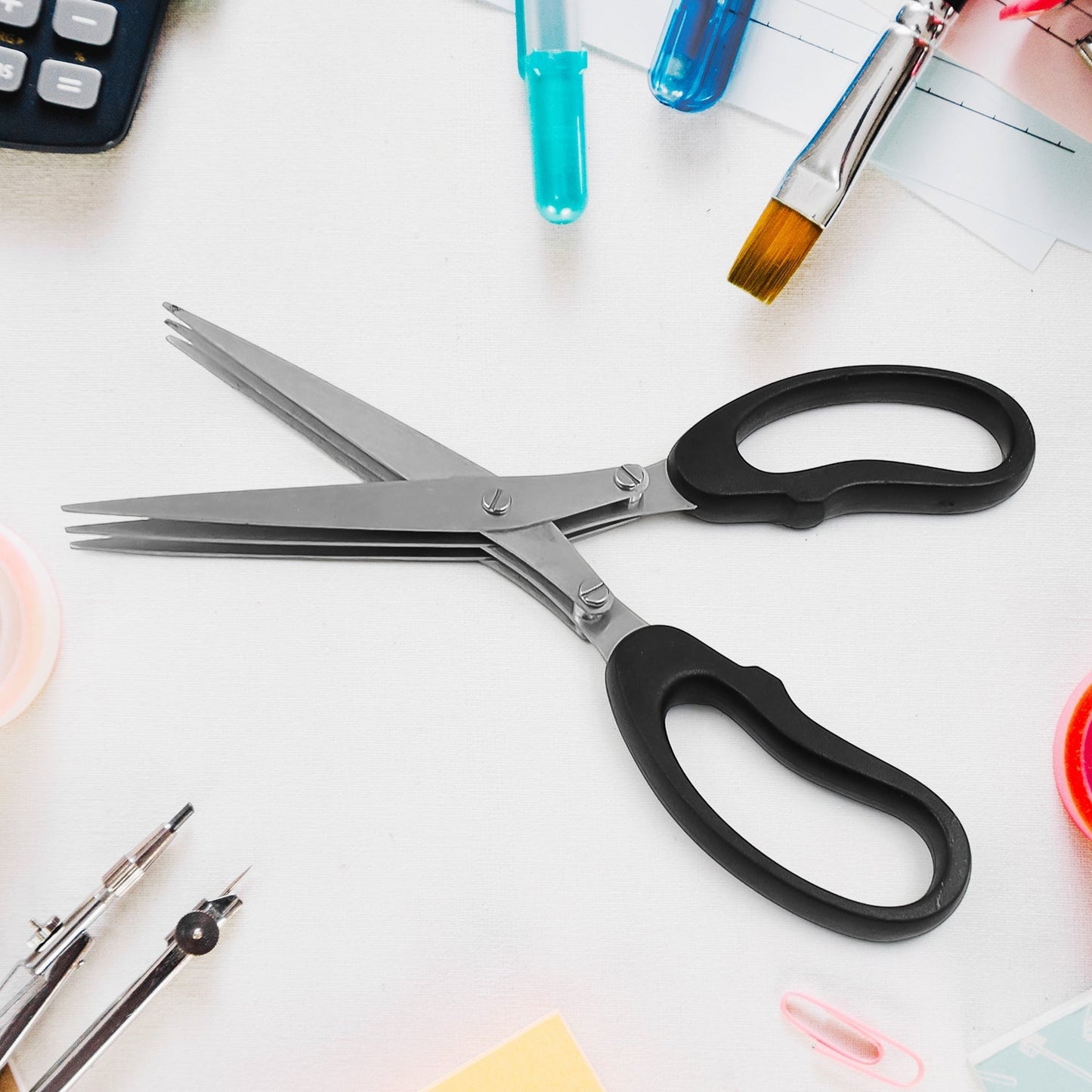 Multifunction Vegetable Stainless Steel Herbs Scissor With 3 Blades (1 Pc) - infinityexculsivestore.com
