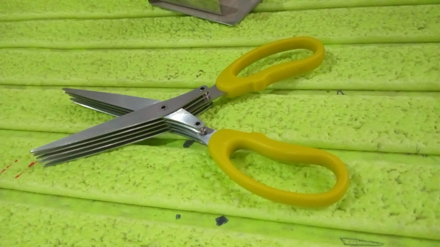 Multifunction Vegetable Stainless Steel Herbs Scissor with 5 Blades (1 Pc) - infinityexculsivestore.com