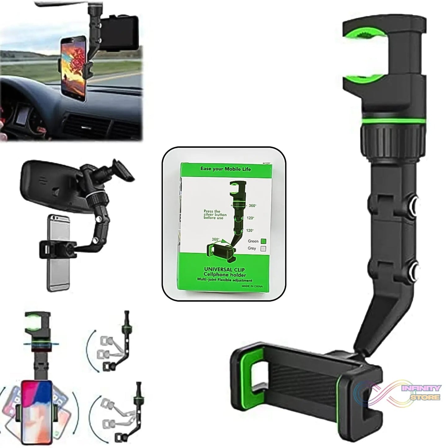 Multifunctional Car Rear View 360° Rotatable Mobile Holder - infinityexculsivestore.com