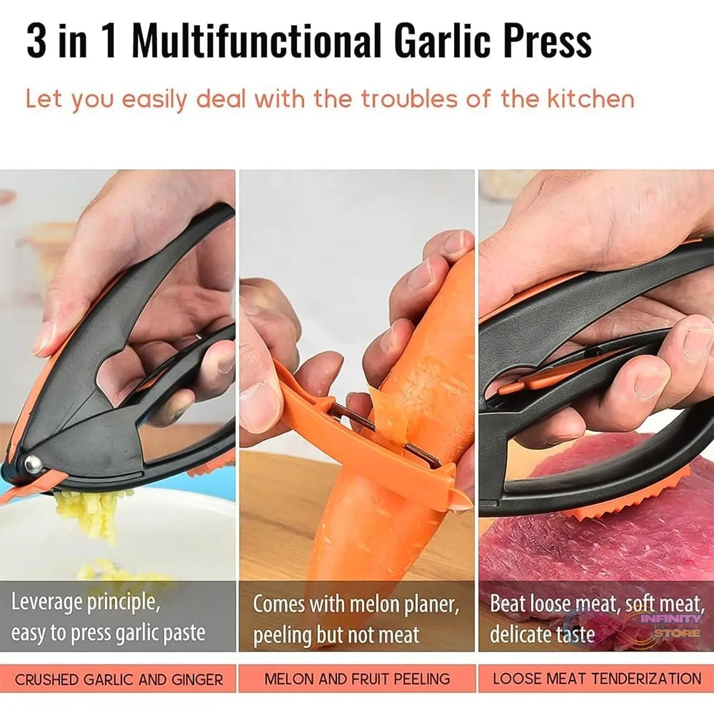 Multifunctional Garlic Press, Garlic Mincing & Crushing Tool (1 Pc) - infinityexculsivestore.com