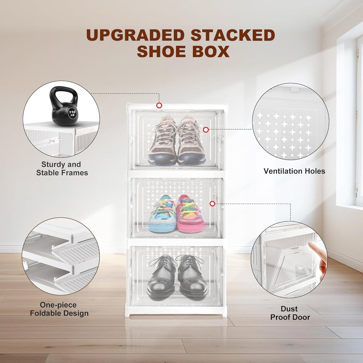 Stackable Multifunctional Storage, for Clothes Foldable Drawer Shelf Basket Utility Cart Rack Storage Organizer Cart for Kitchen, Pantry Closet, Bedroom, Bathroom, Laundry (3 Layer / 1 Pc) - infinityexculsivestore.com