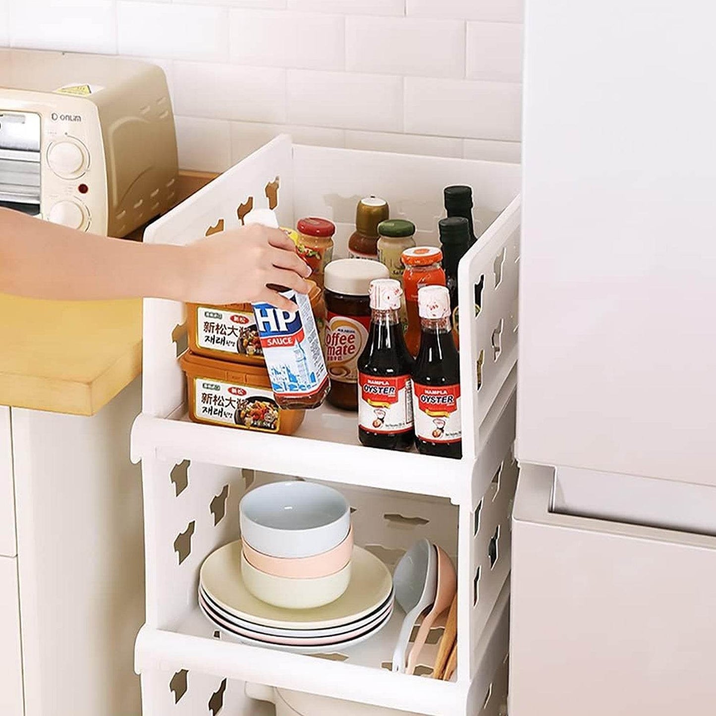 4 Layer Stackable Multifunctional Storage,for Clothes Foldable Drawer Shelf Basket Utility Cart Rack Storage Organizer Cart for Kitchen, Pantry Closet, Bedroom, Bathroom, Laundry (4 Layer 1 Pc) - infinityexculsivestore.com