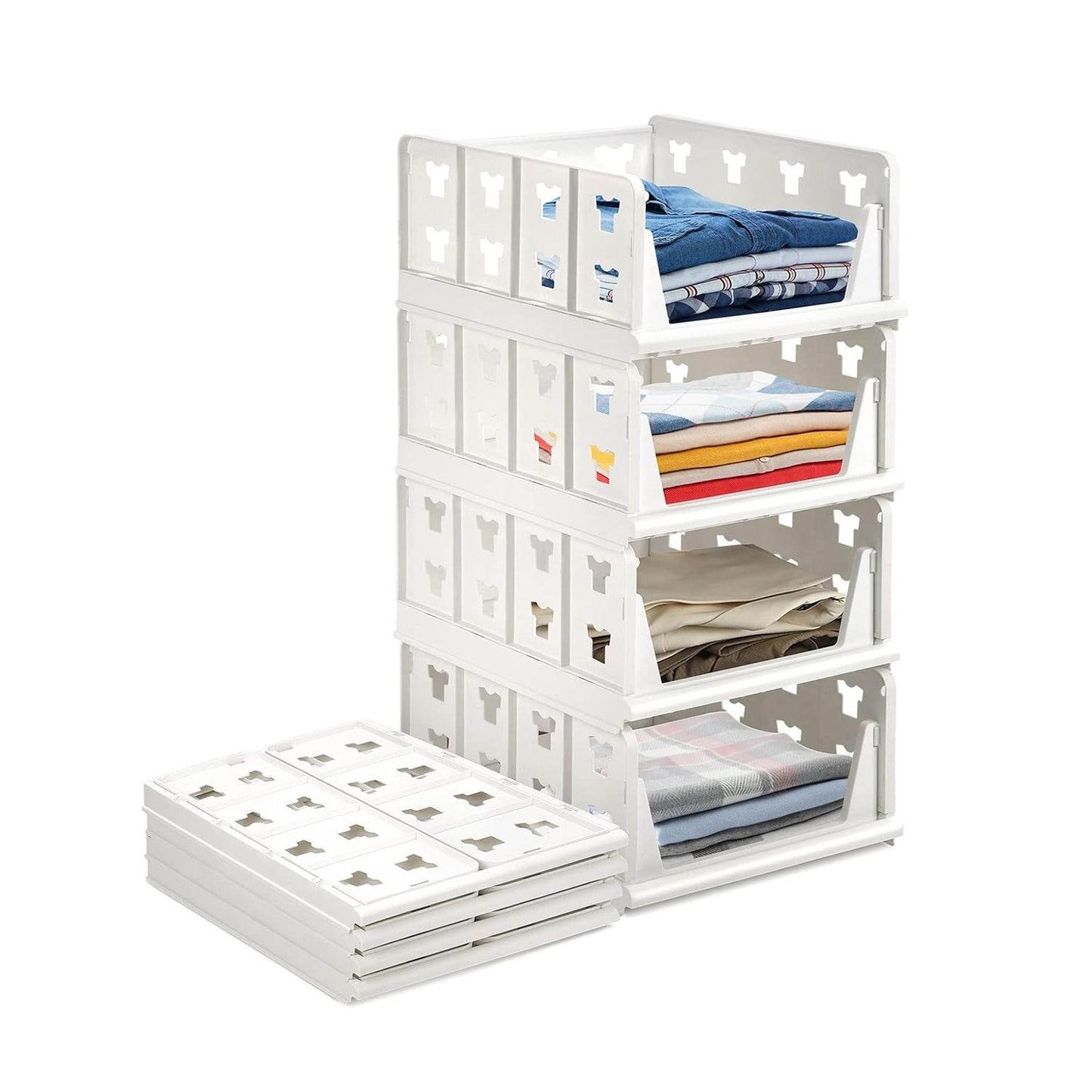 4 Layer Stackable Multifunctional Storage,for Clothes Foldable Drawer Shelf Basket Utility Cart Rack Storage Organizer Cart for Kitchen, Pantry Closet, Bedroom, Bathroom, Laundry (4 Layer 1 Pc) - infinityexculsivestore.com