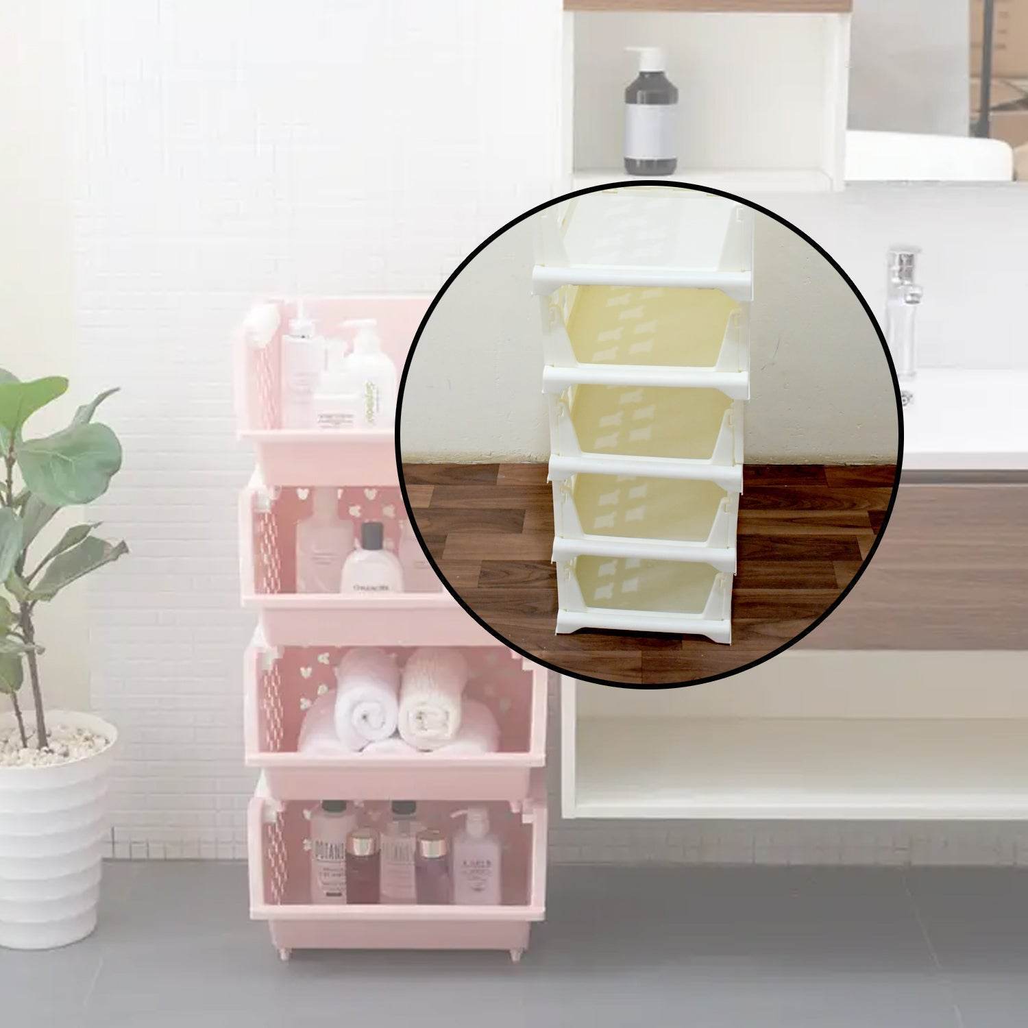 5 Layer Stackable Multifunctional Storage,for Clothes Foldable Drawer Shelf Basket Utility Cart Rack Storage Organizer Cart for Kitchen, Pantry Closet, Bedroom, Bathroom, Laundry (5 Layer 1 Pc) - infinityexculsivestore.com
