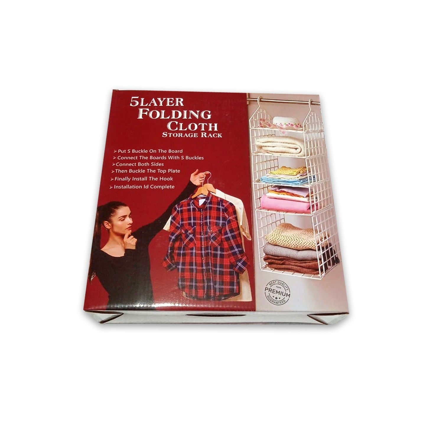 Multipurpose 5 Layer Folding Clothes Storage Racks||Closet for Students Wardrobe Shelves Socks, Scarf, t - Shirt, etc||Hanging Organizer Storage Holders & Racks - infinityexculsivestore.com