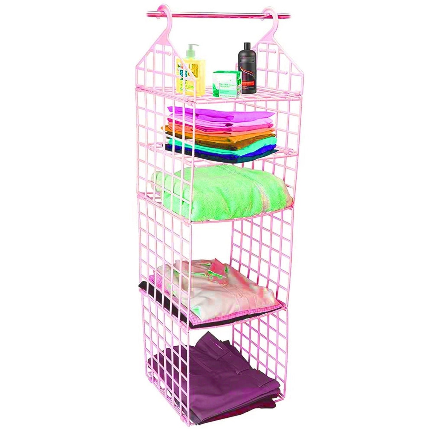 Multipurpose 5 Layer Folding Clothes Storage Racks||Closet for Students Wardrobe Shelves Socks, Scarf, t - Shirt, etc||Hanging Organizer Storage Holders & Racks - infinityexculsivestore.com