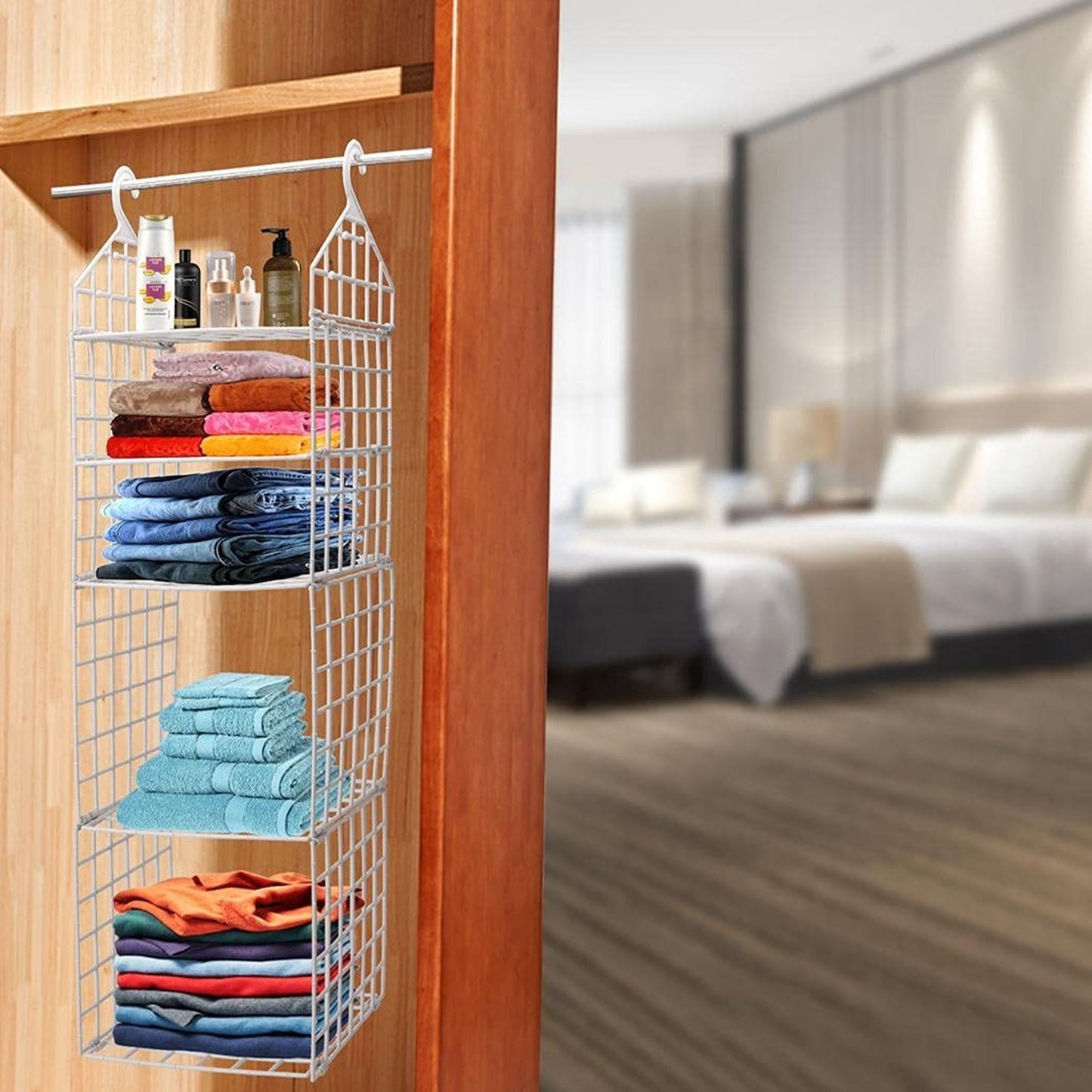 Multipurpose 5 Layer Folding Clothes Storage Racks||Closet for Students Wardrobe Shelves Socks, Scarf, t - Shirt, etc||Hanging Organizer Storage Holders & Racks - infinityexculsivestore.com