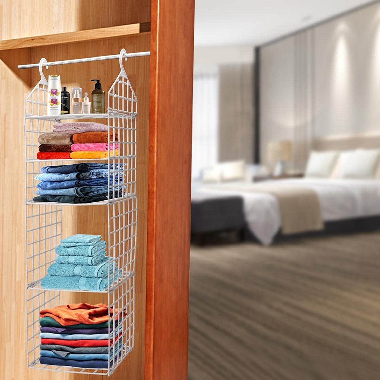 Multipurpose 5 Layer Folding Clothes Storage Racks||Closet for Students Wardrobe Shelves Socks, Scarf, t - Shirt, etc||Hanging Organizer Storage Holders & Racks - infinityexculsivestore.com