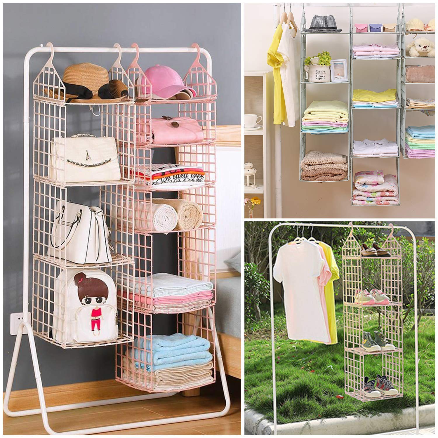 Multipurpose 5 Layer Folding Clothes Storage Racks||Closet for Students Wardrobe Shelves Socks, Scarf, t - Shirt, etc||Hanging Organizer Storage Holders & Racks - infinityexculsivestore.com