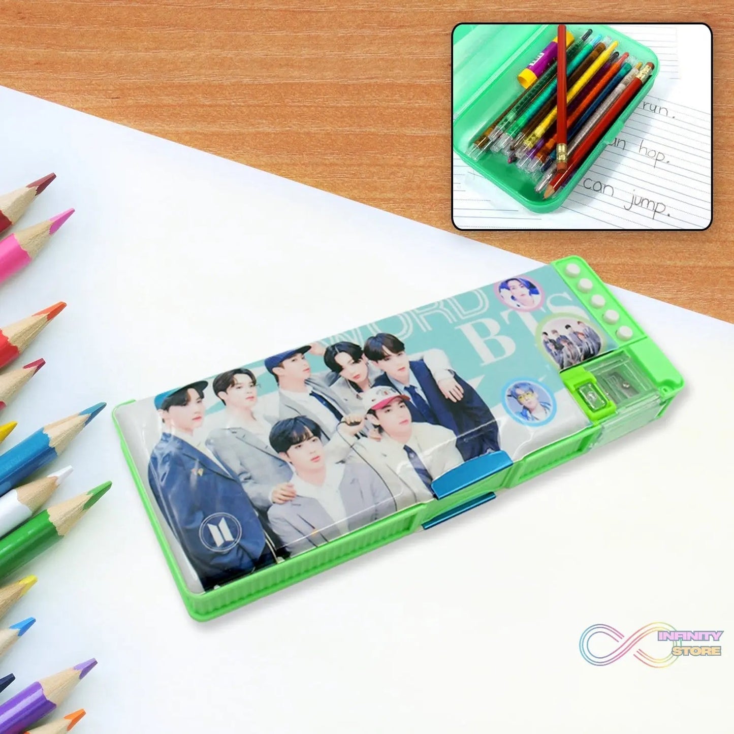Multipurpose Compass Box (2 Compartments): Cartoon Pencil Case for Kids - infinityexculsivestore.com