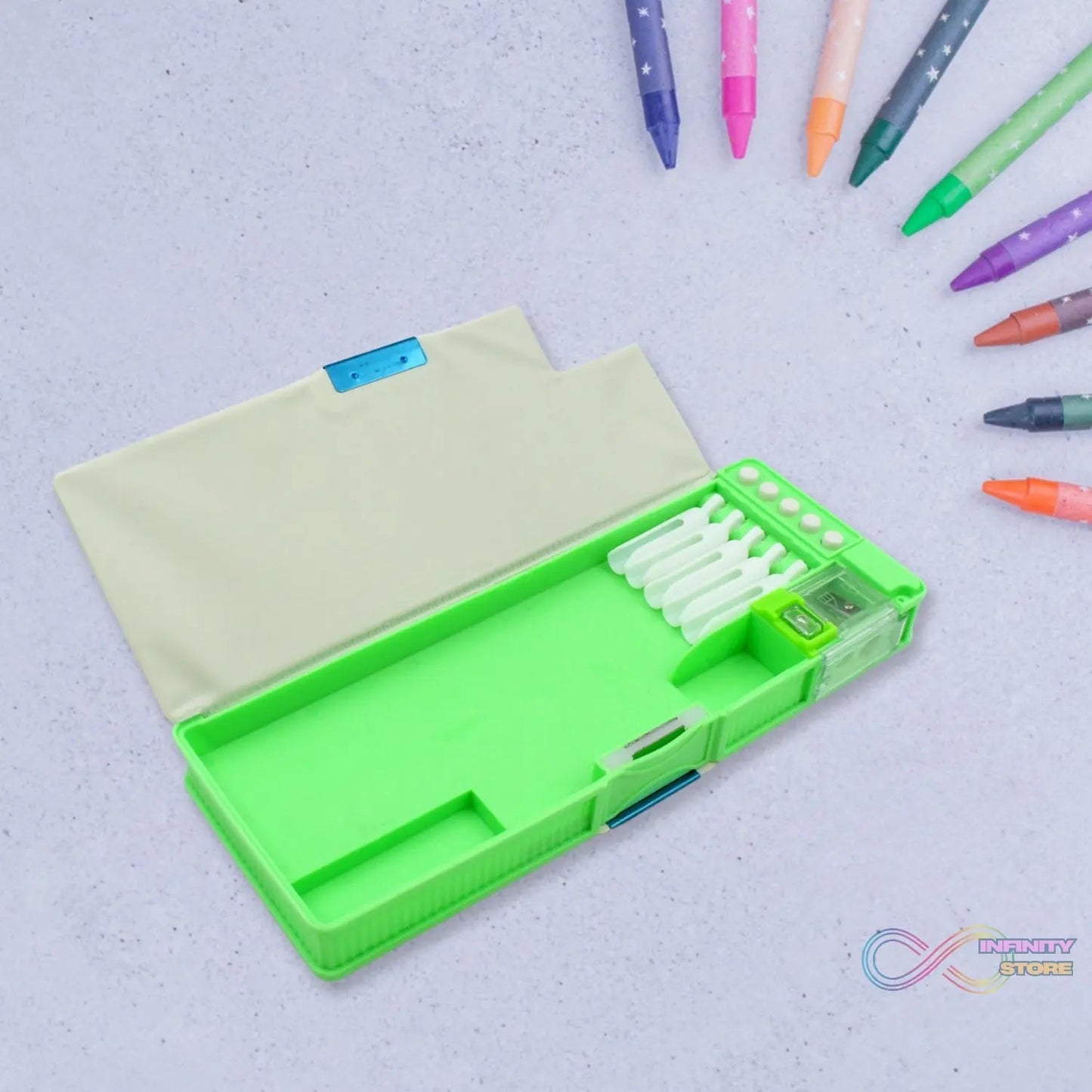 Multipurpose Compass Box (2 Compartments): Cartoon Pencil Case for Kids - infinityexculsivestore.com