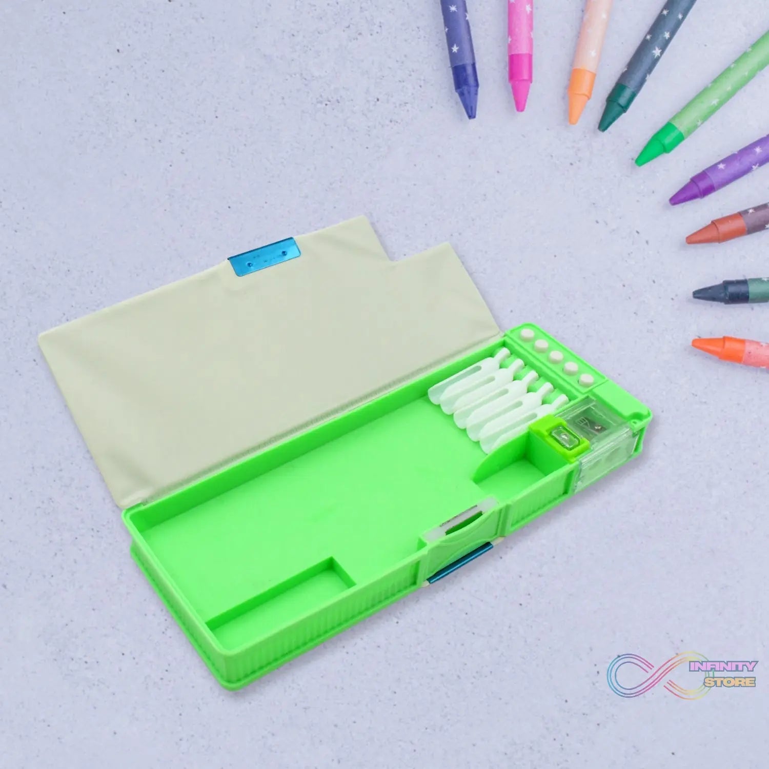 Multipurpose Compass Box (2 Compartments): Cartoon Pencil Case for Kids - infinityexculsivestore.com