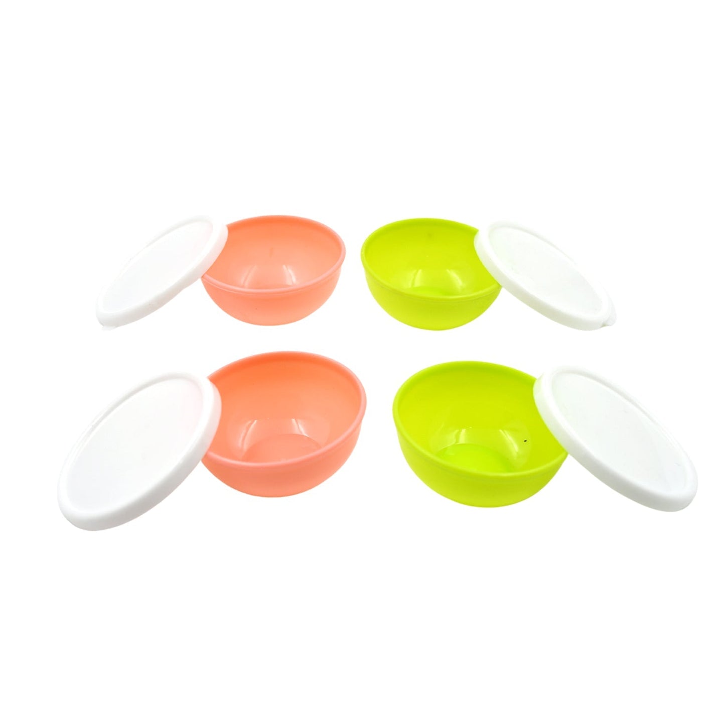 Multipurpose Small Round Plastic Bowl / Katori With Lid, Microwave Safe Reusable Lightweight Bowl, Dishwasher Safe Chutney Bowl (4 Pcs Set) - infinityexculsivestore.com