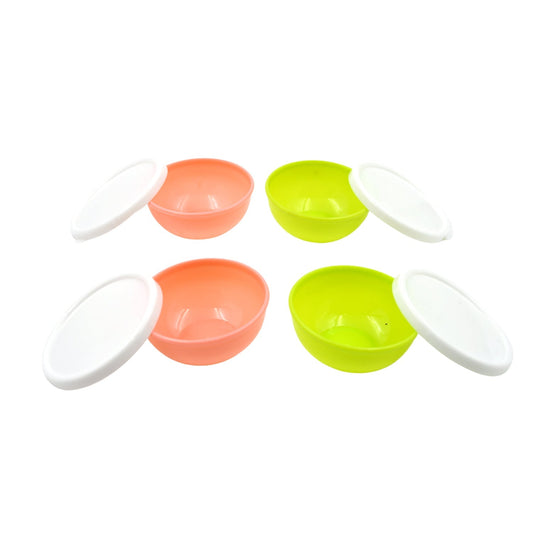 Multipurpose Small Round Plastic Bowl / Katori With Lid, Microwave Safe Reusable Lightweight Bowl, Dishwasher Safe Chutney Bowl (4 Pcs Set) - infinityexculsivestore.com