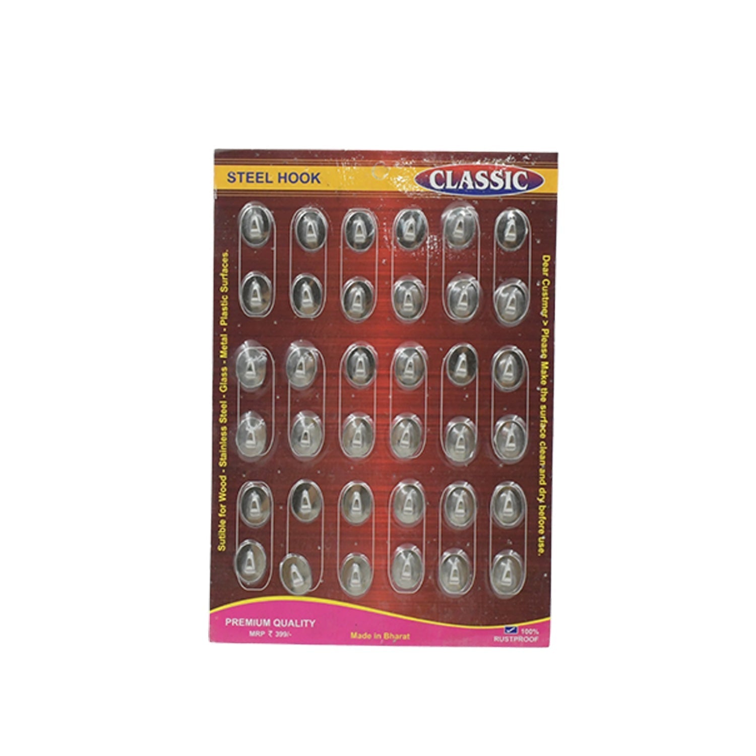 Multipurpose Small Stainless Steel Wall Hanging Hook 36 pc - infinityexculsivestore.com