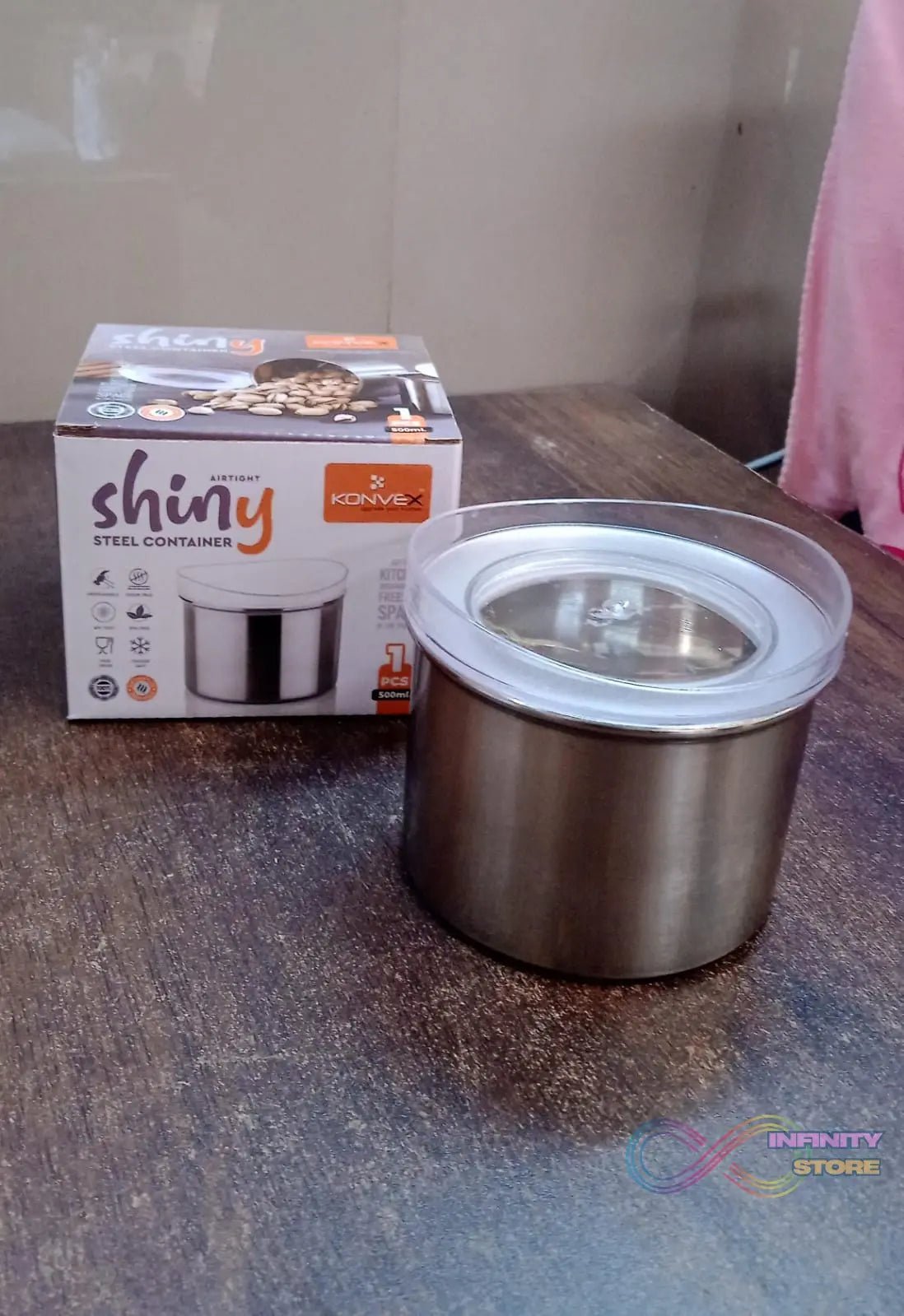 Multipurpose Stainless Steel Airtight Containers with See Through Lid (1 Pc / 500 ML) - infinityexculsivestore.com