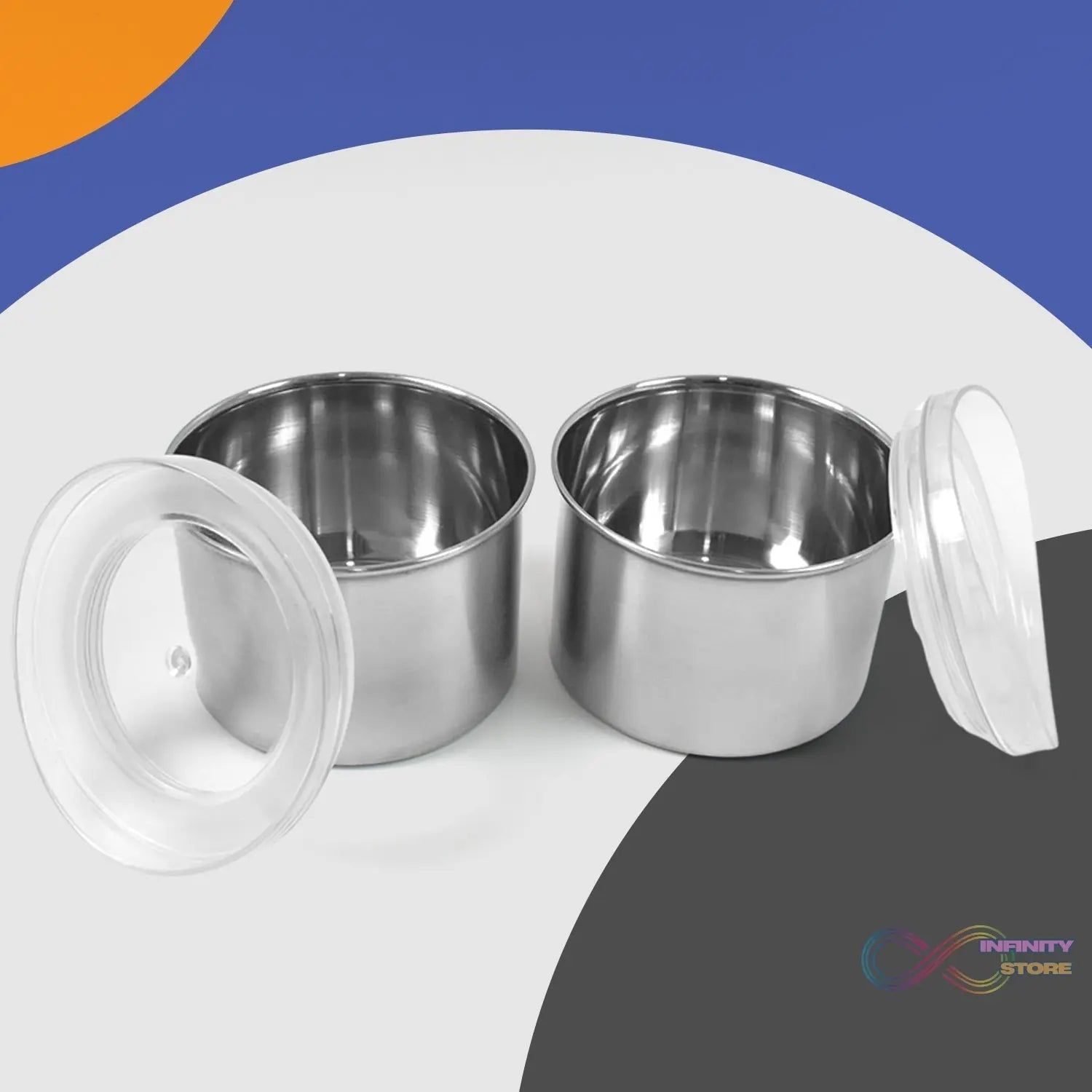 Multipurpose Stainless Steel Airtight Containers with See Through Lid (2 Pc / 500 ML) - infinityexculsivestore.com