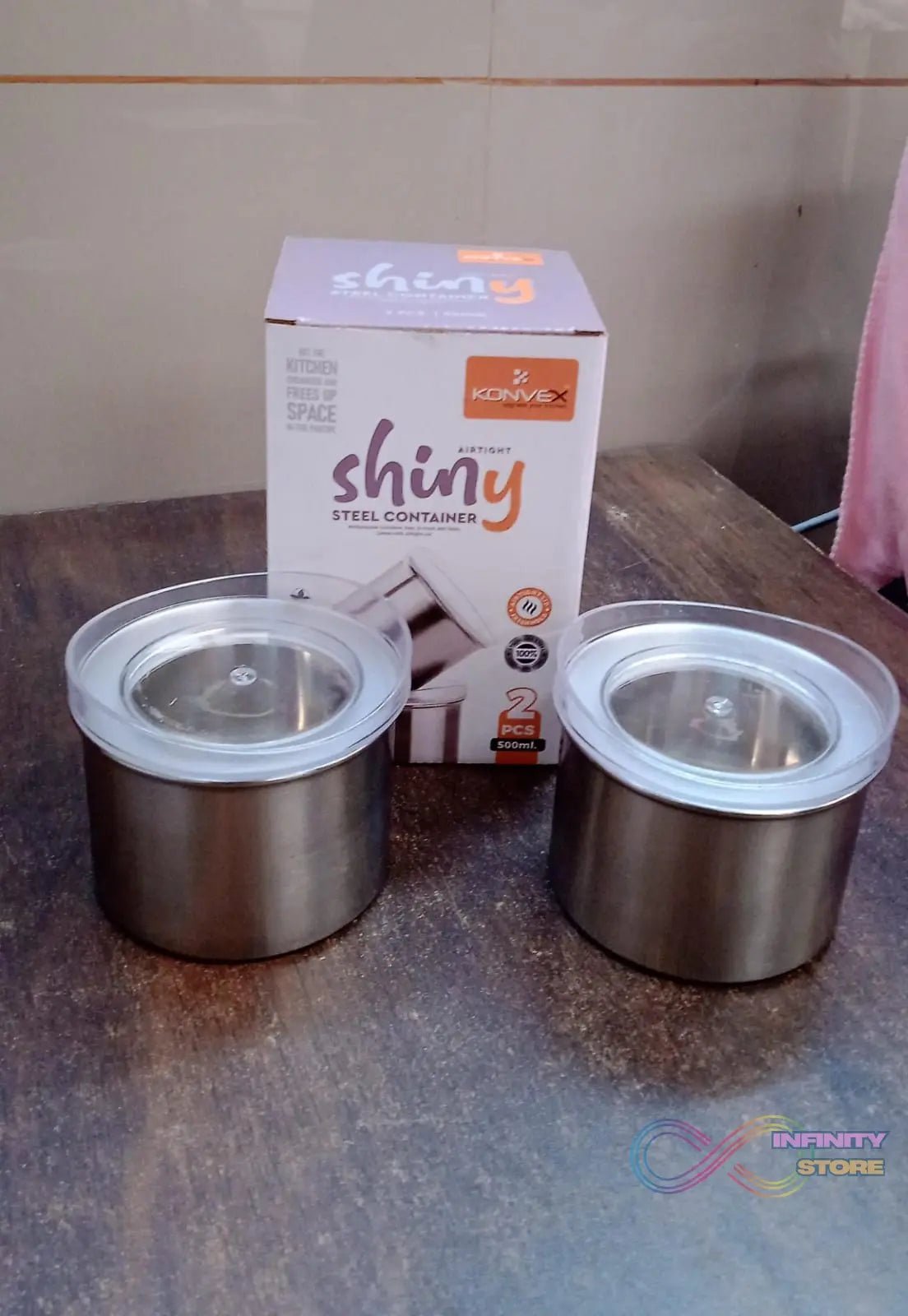 Multipurpose Stainless Steel Airtight Containers with See Through Lid (2 Pc / 500 ML) - infinityexculsivestore.com